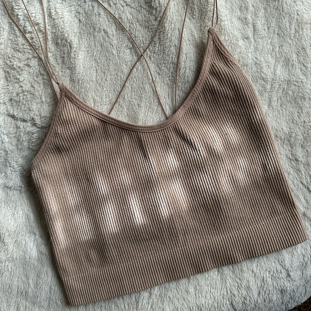 Sparkle Crop Ribbed Strap Tank